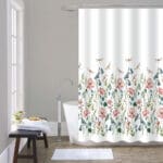 Baðiforhang 180x200 Tekstil Hvítt/Blómur