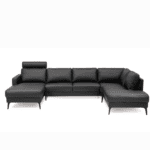 City | U-sofa | Madras Leður / Svart