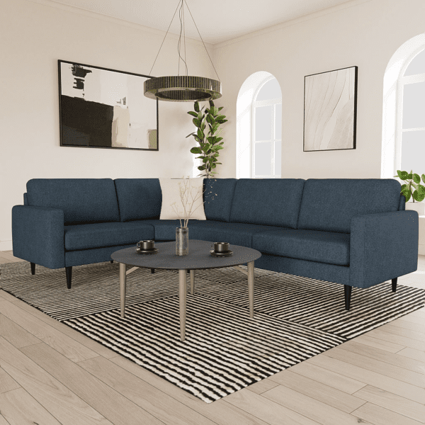 Melby | Sofa | Hornasofa | Raven 153 Denim | svørt træbein