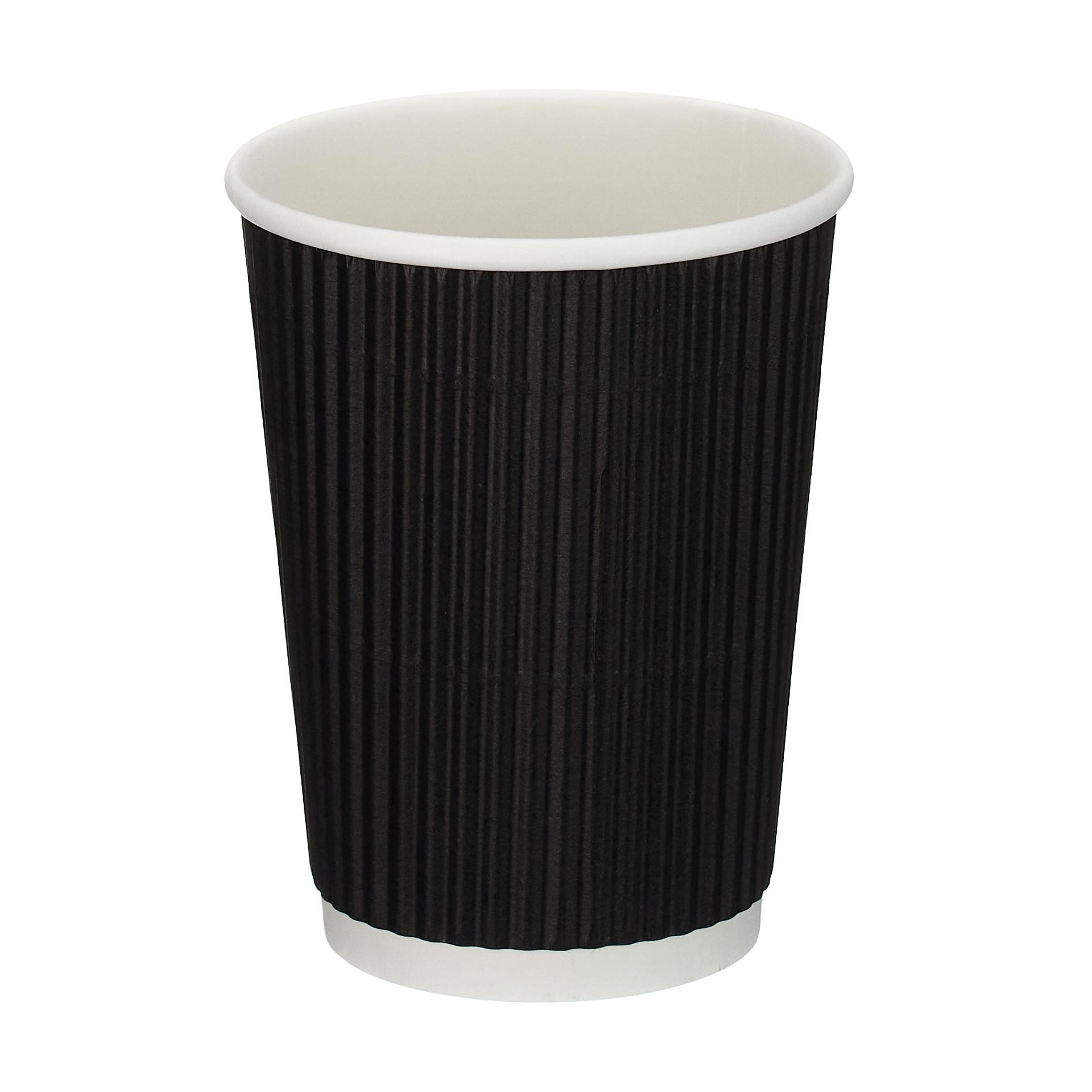 Gp | 12Oz | Tall Black Ripple Wall Hot Cup (Pe Lined)