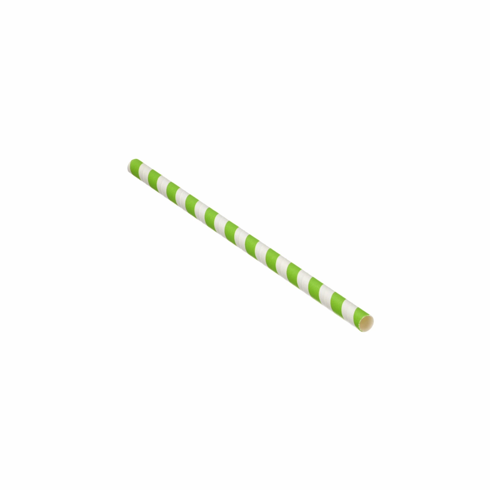 Gp Lime Striped Paper Straw 200Mm 500Stk