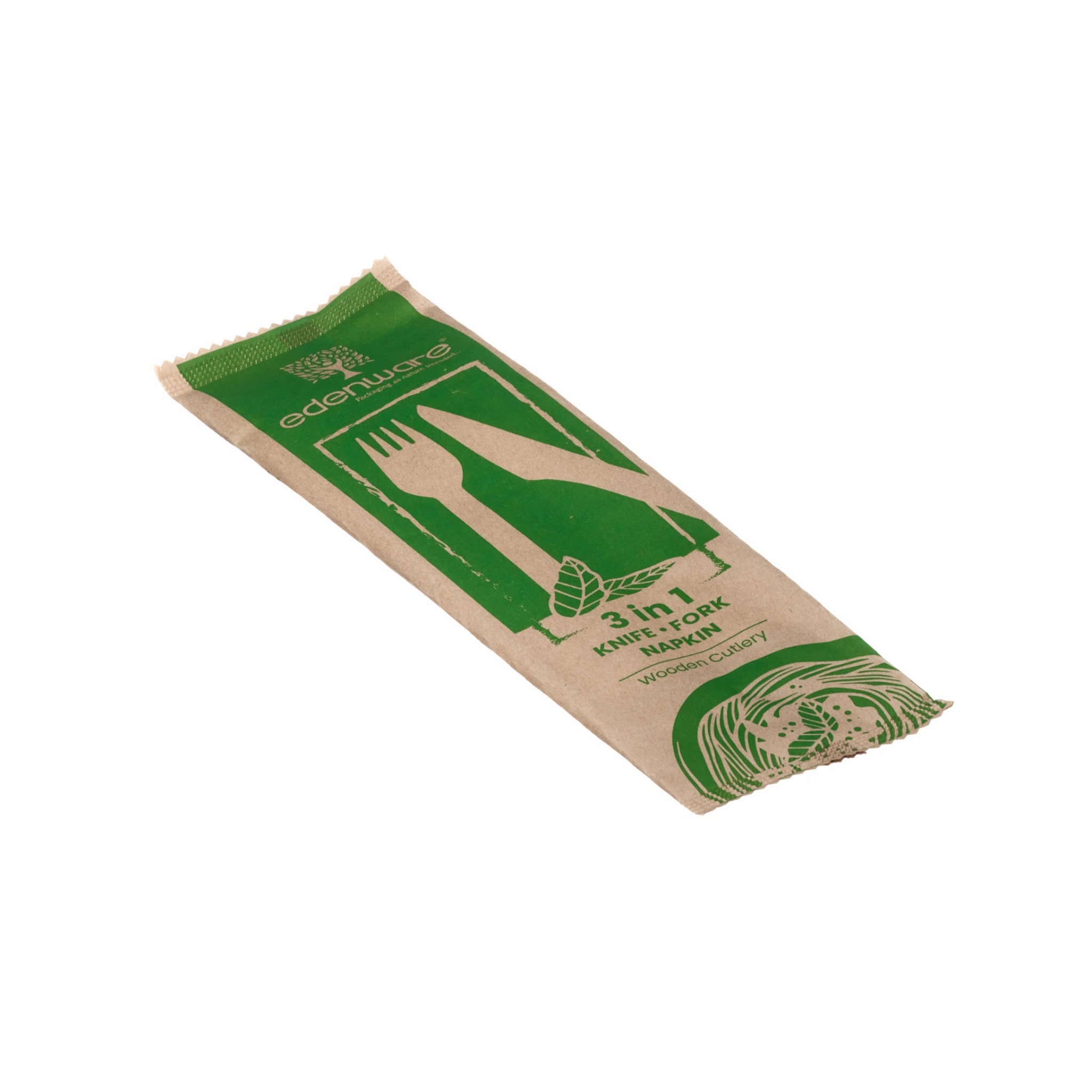 Gp Premium 3 In 1 Wooden Cutlery Pack (Knife/Fork/Napkin)