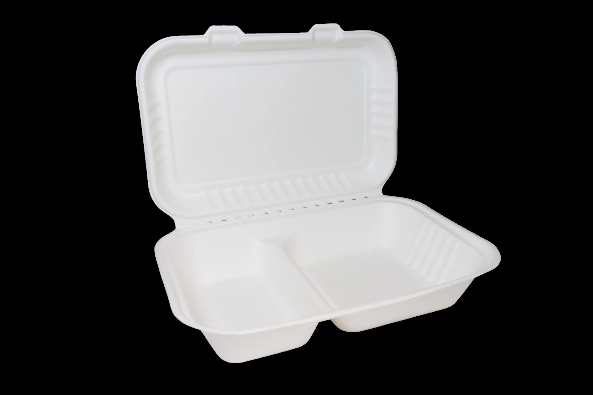 Gp Bagasse Clamshell Large 9×6″ 2 Rúm 50 Stk